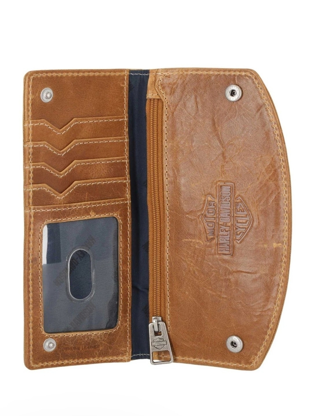 Harley-Davidson Men's Smooth Grain Snap Flap Pocket Long Biker Wallet